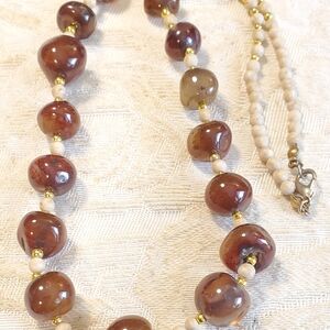 Carnelian Gemstone Polished Beads Accent Agate Stones Bead Necklace